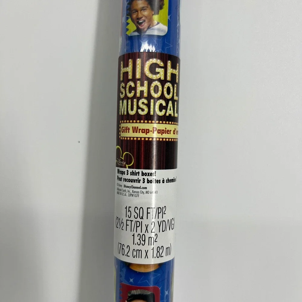 Disney High School Musical Gift Wrap Hallmark 15 Sq Ft Blue Vintage 2000s New‎
